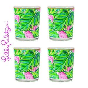 Brand New Lily Pulitzer Palm LoBall Glass Set of 4